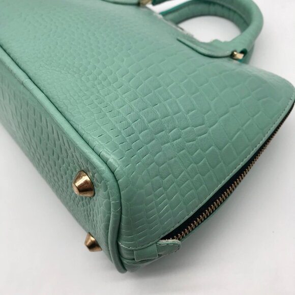 WKND WYFR  Aquamarine Croc Embossed Leather Convertible Satchel - Picture 7 of 11